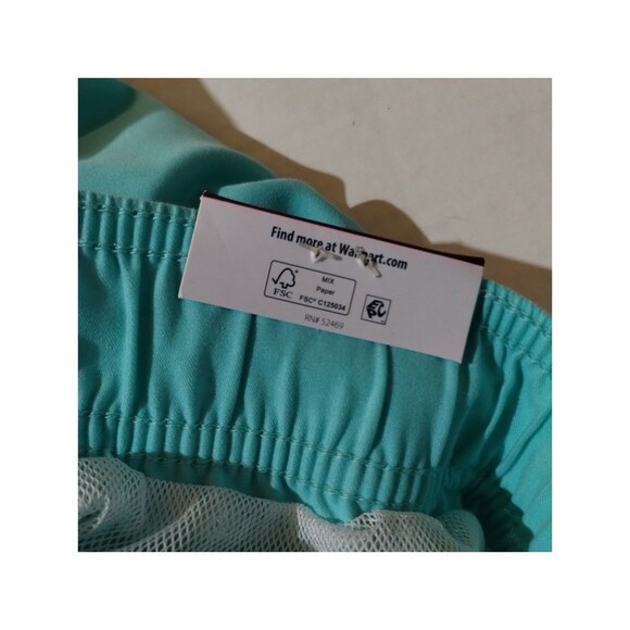 George Mens Aqua Blue Swim Shorts Trunks Above the Knee Elastic Waist 2XL - Picture 8 of 10